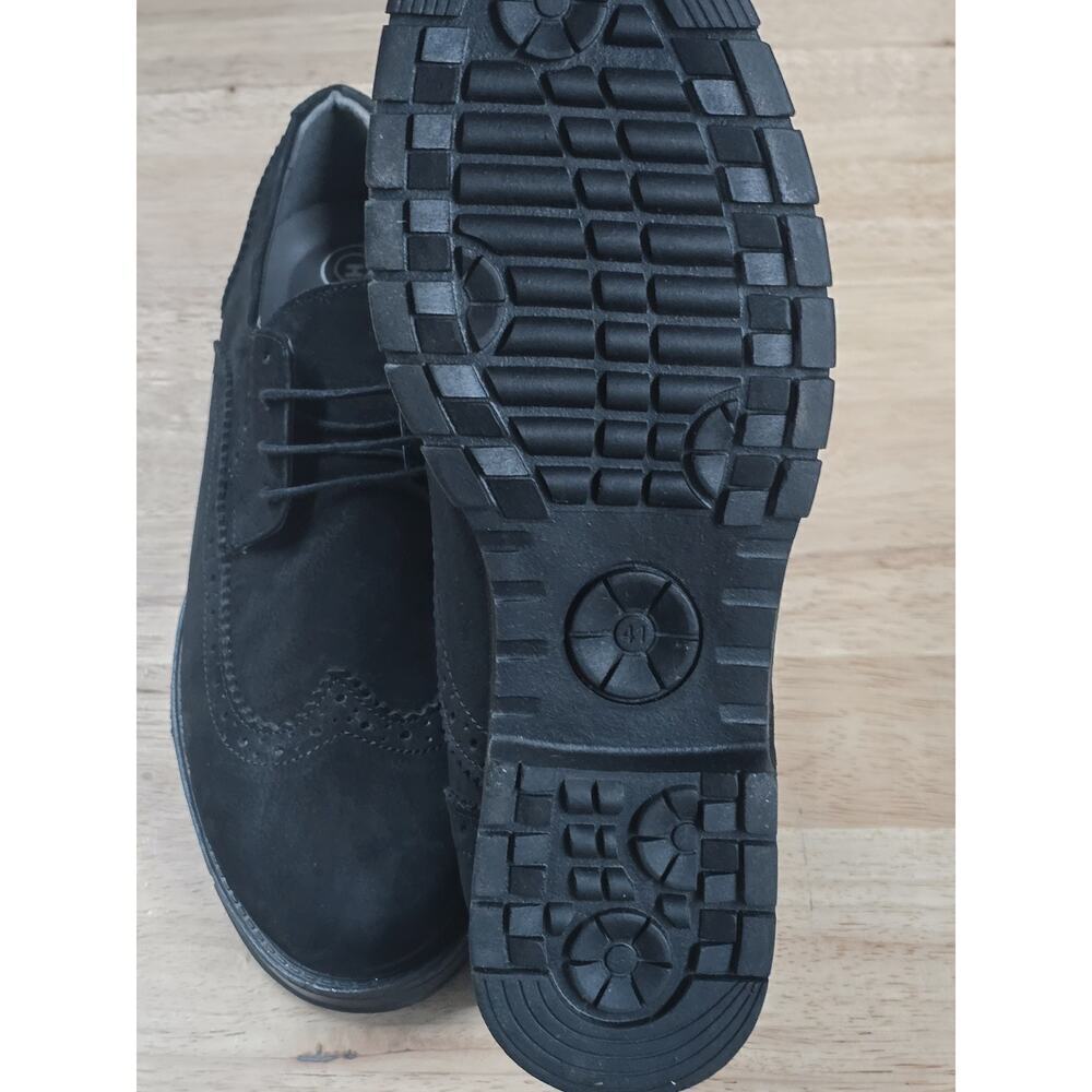 Halis-Men Comfort Men's Black Suede Oxford Wingtip Brogue Lace-Up Formal Shoes - Picture 7 of 8